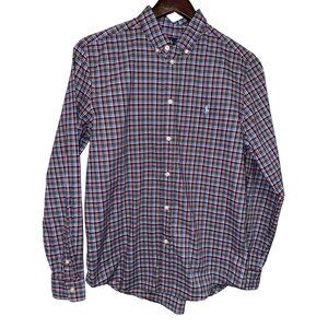 Polo Ralph Lauren Boy's Plaid Shirt XL 16/18 Blue Button Long Sleeve Preppy